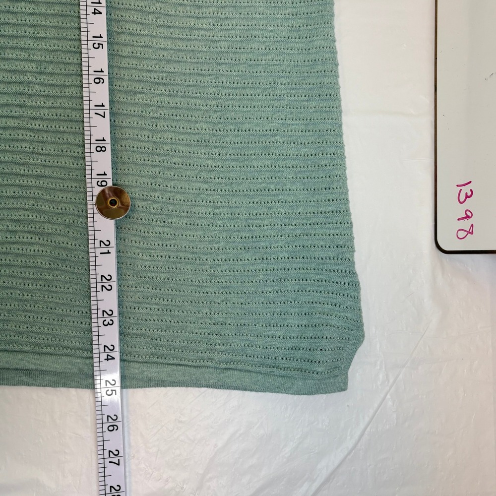 J. Jill Wearever Blue Green Pointelle Knit Cap Sleeve Sweater Top XL - Picture 8 of 9
